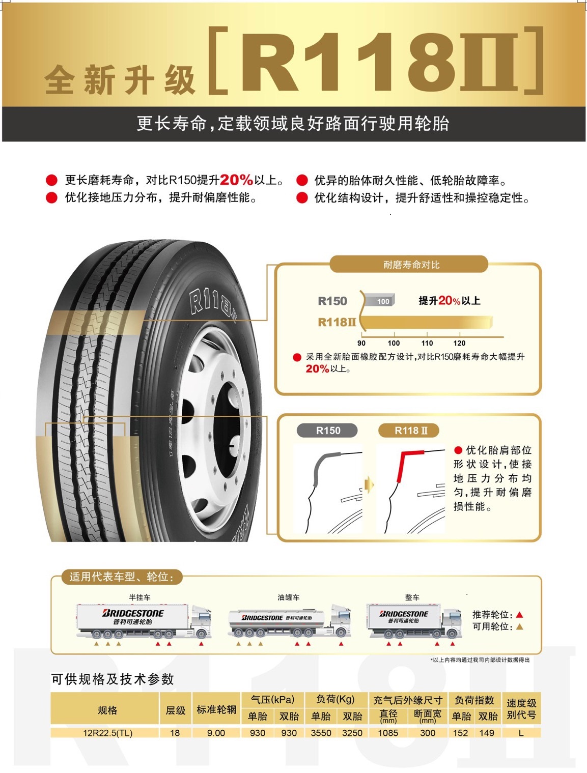 面向长途定载领域 普利司通重磅发布全新卡车用轮胎R118II