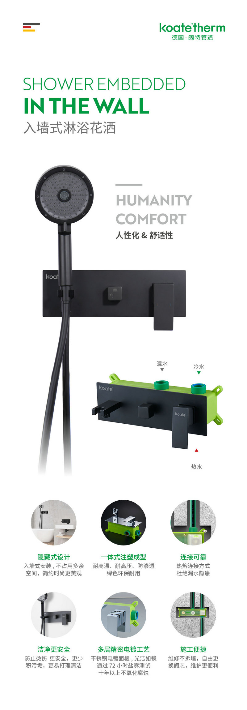 现代简约主义丨​阔特暗装花洒系统轻奢时尚新定义