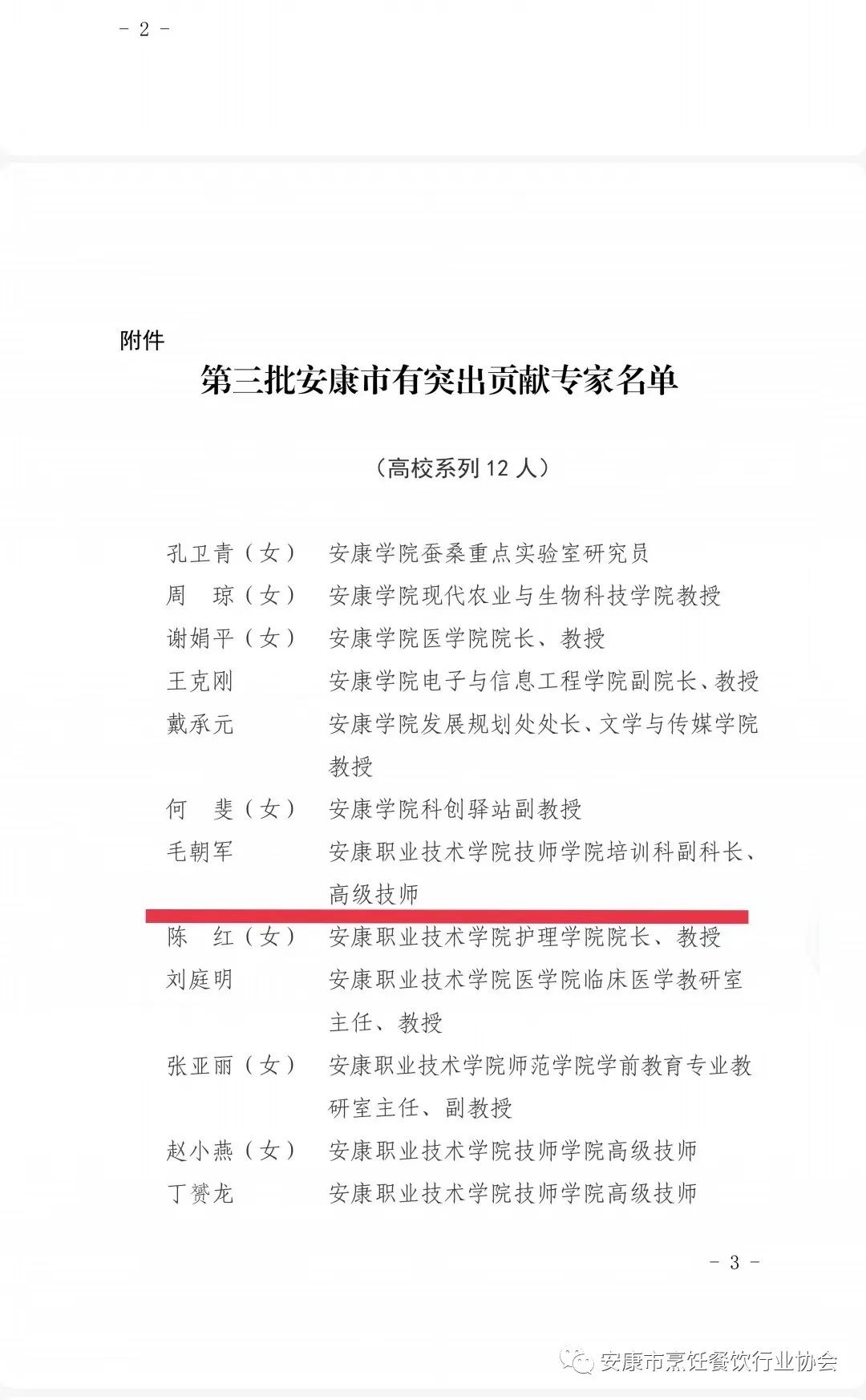 【协会喜讯】毛朝军会长荣获“第三批安康市有突出贡献专家”称号！